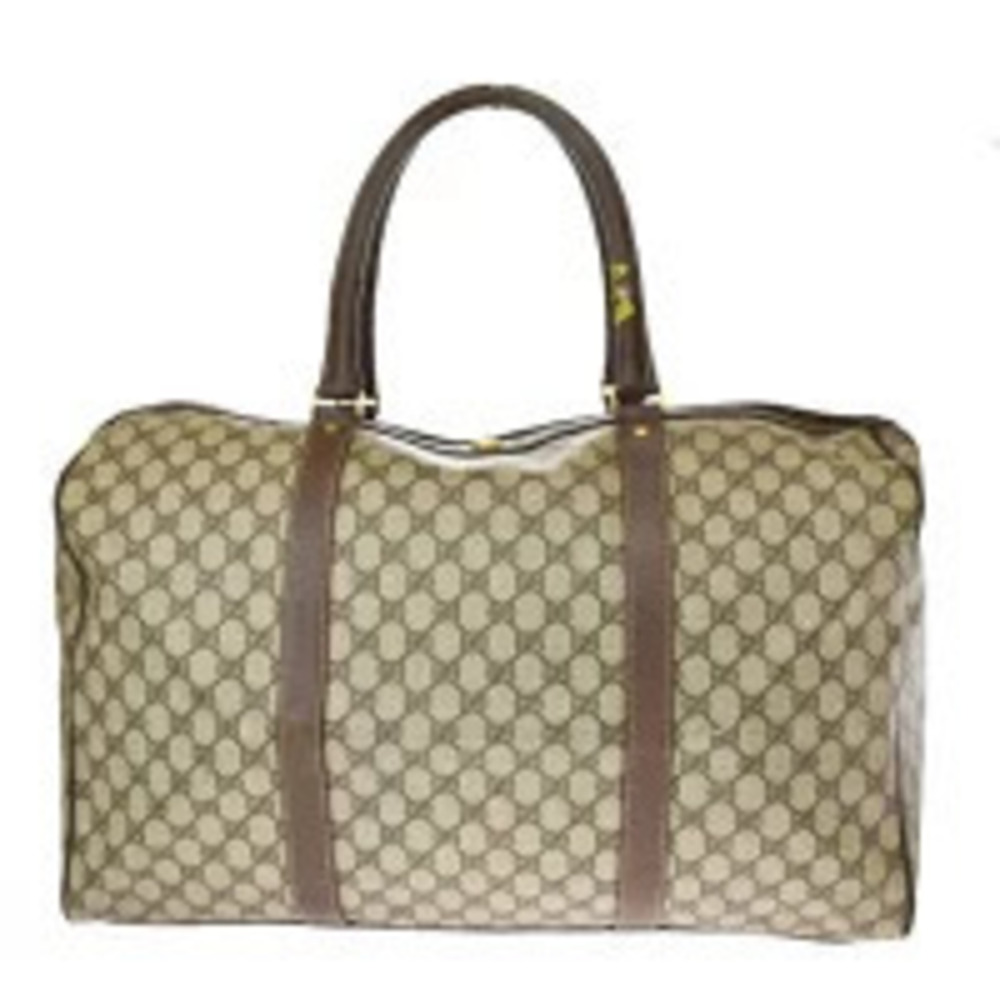 Gucci Boston Bag Handbag Travel GG Brown Leather